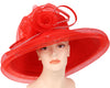 Women's Wide Brim Mesh Derby Church Hats in Red