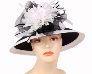Women's Straw Derby Church Hats in Black and White