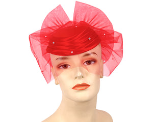 Women's Red Year round bridal formal dress church hat