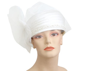 Women's Bridal Church Hats in White 