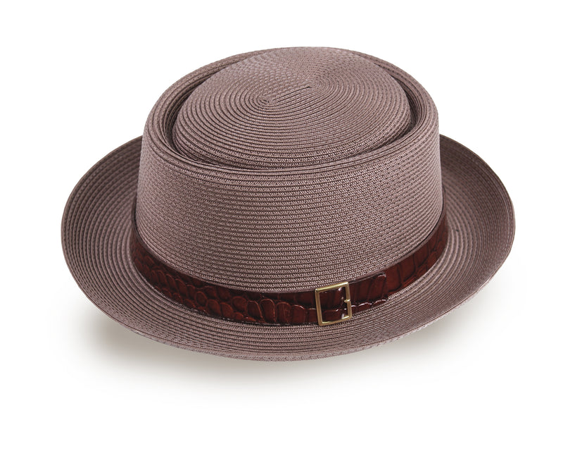 Straw Pork Pie Panama Hat for Men and Women - Brown (93034)