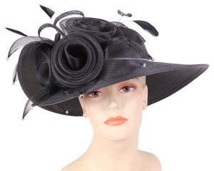 Women's Straw Mesh Flower Church Hats Derby Hats - #96041