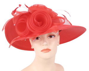 Women's Straw Mesh Flower Church Hats Derby Hats - #96041