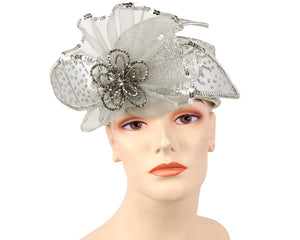 Women's Silver Year round pillbox formal dress church hat