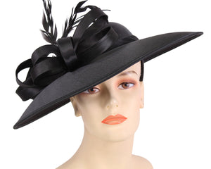 Women's Satin Formal Dress Church Derby Hats in Black