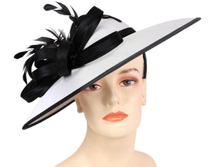 Women's Satin Formal Dress Church Derby Hats in White and Black