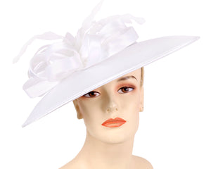 Women's Satin Formal Dress Church Derby Hats in White