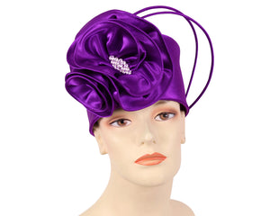 Women's Purple Satin Year round pillbox formal dress church hat